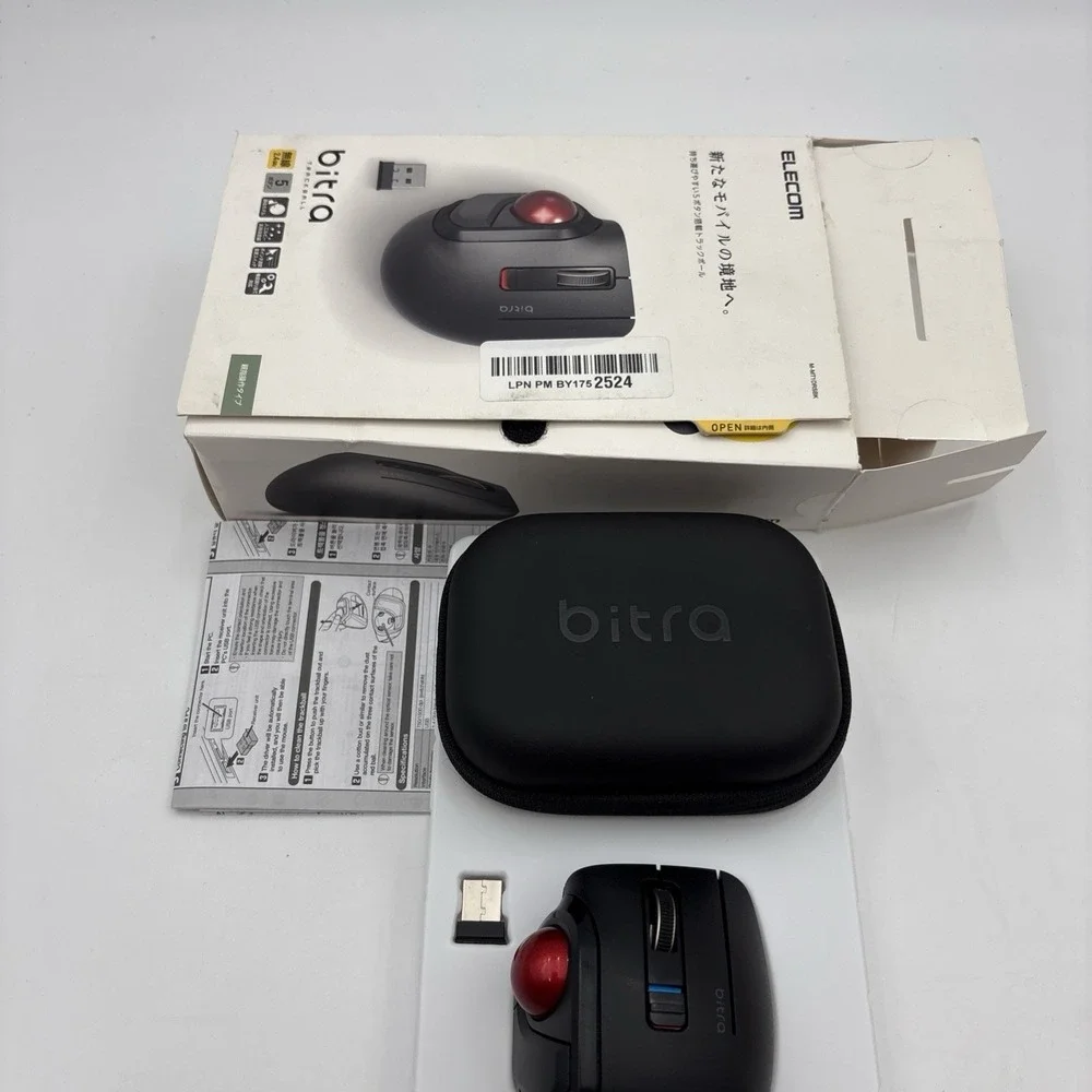 ELECOM Bitra Small Travel Trackball Mouse with Case 2.4Ghz USB Wireless Thumb